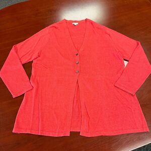 J. Jill Watermelon Linen Blend V Neck Cardigan Sweater sz XL EUC